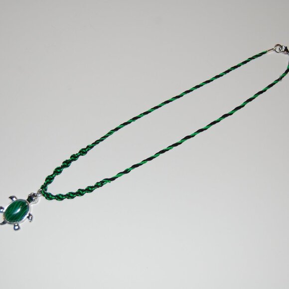 Turtle Necklace,Braided Cord,Colorful Necklace,Bicolor Cord Necklace - Picture 3 of 3